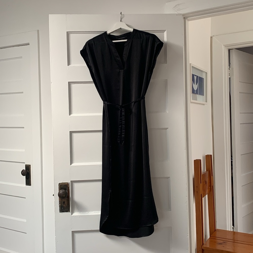 Black silk-like oriental-style dress. Banana Republic.